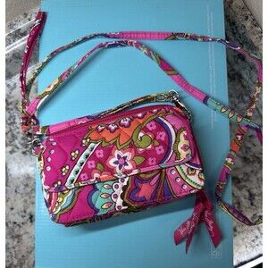 Vera Bradley Crossbody/Wristlet Purse With Built In Wallet Pink Floral